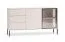 Sideboard | cashmere | incl. LED lighting | 3 drawers | push-to-open function | 160 x 40 x 86 cm | 4 compartments | chest of drawers | 1 glass door with aluminum frame