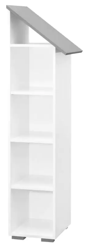 Children's room - Bookcase Daniel 03, Colour: White / Grey, door hinge right - 165 x 43 x 44 cm (H x W x D)