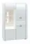Display case Heber 05, Colour: White / Glossy White - Measurements: 138 x 92 x 42 cm (H x W x D), with 3 doors and 8 compartments.