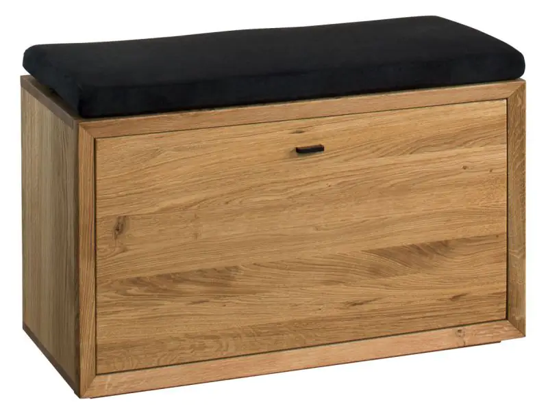 Bench with storage space / Shoe cabinet Belem 03, Colour: Natural, oak part solid - 57 x 85 x 39 (H x W x D)