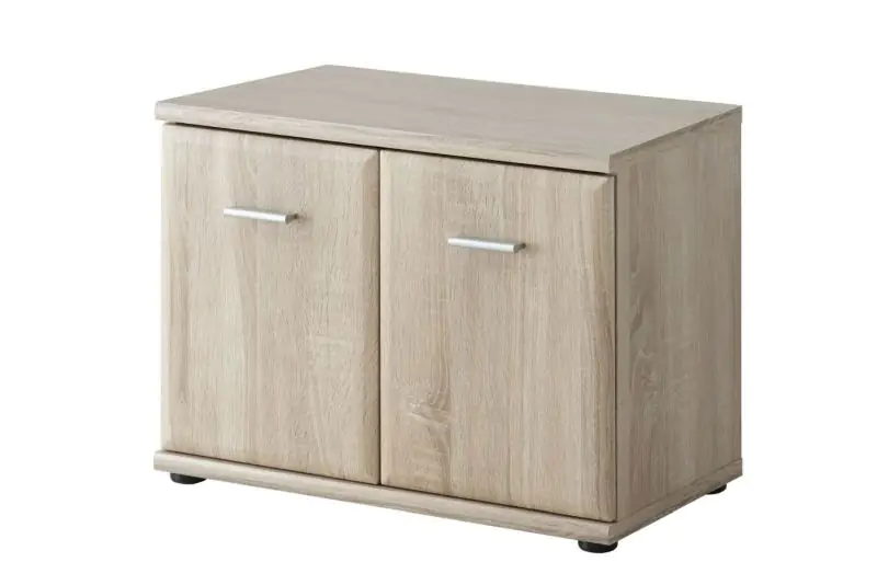 Shoe cabinet / bench with two compartments Bratteli 13, color: oak Sonoma - dimensions: 46 x 60 x 32 cm (H x W x D)