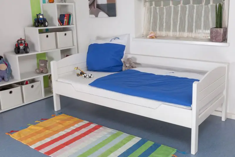 Kid bed "Easy Premium Line" K1/s, 90 x 190 cm, beech wood solid White lacquered