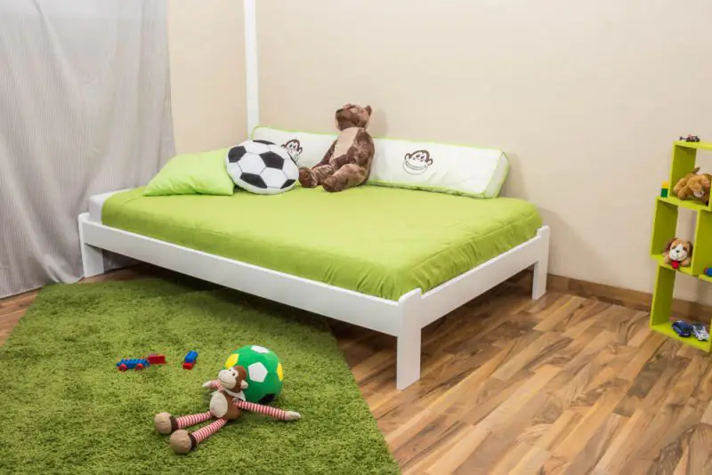 Children's bed / Youth bed A10, solid pine wood, white finish, incl. slatted frame - 120 x 200 cm 