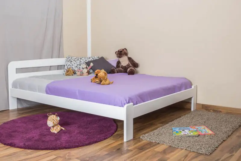 Youth bed A5, solid pine wood, white finish - 160 x 200 cm 