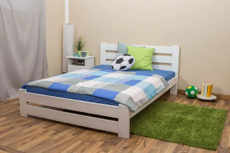 Children's bed / Youth bed A24, solid pine wood, white finish, incl. slatted frame - 140 x 200 cm 