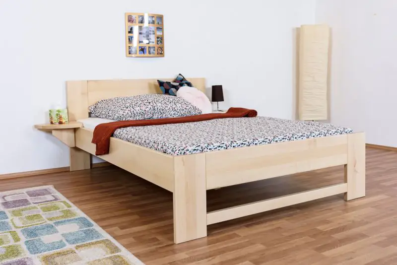 Single bed / Day bed solid, natural beech wood 110, including slats - Measurements 140 x 200 cm