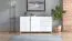 Sideboard with Four Compartments Kanjiza 06 | Oak Flagstaff & White High Gloss | 3 Drawers, 2 Doors | 85 x 162 x 40 cm