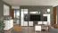 Sideboard with Four Compartments Kanjiza 06 | Oak Flagstaff & White High Gloss | 3 Drawers, 2 Doors | 85 x 162 x 40 cm