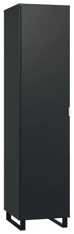 Hinged Door Wardrobe Chiflero 12 | Black | 195 x 47 x 57 cm | Soft Touch Finish | LED Lighting