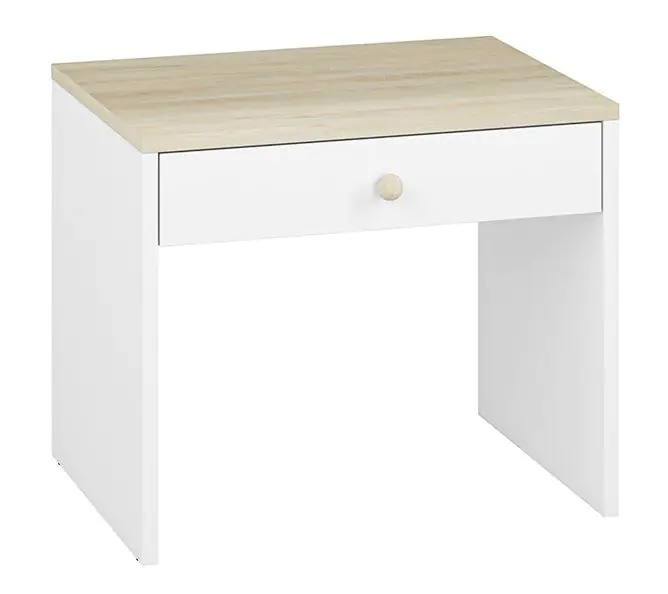 Children's room - Bedside table Egvad 15, Colour: White / Beech - Measurements: 58 x 69 x 51 cm (H x W x D), with 1 drawer
