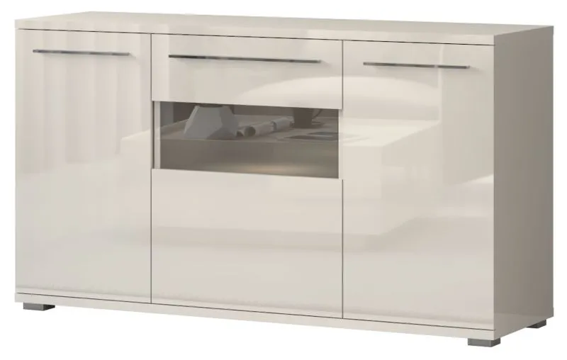 Garim 3 Drawer Dresser | Beige High Gloss | 85 x 150 x 45 cm | Modern Soft Close & LED