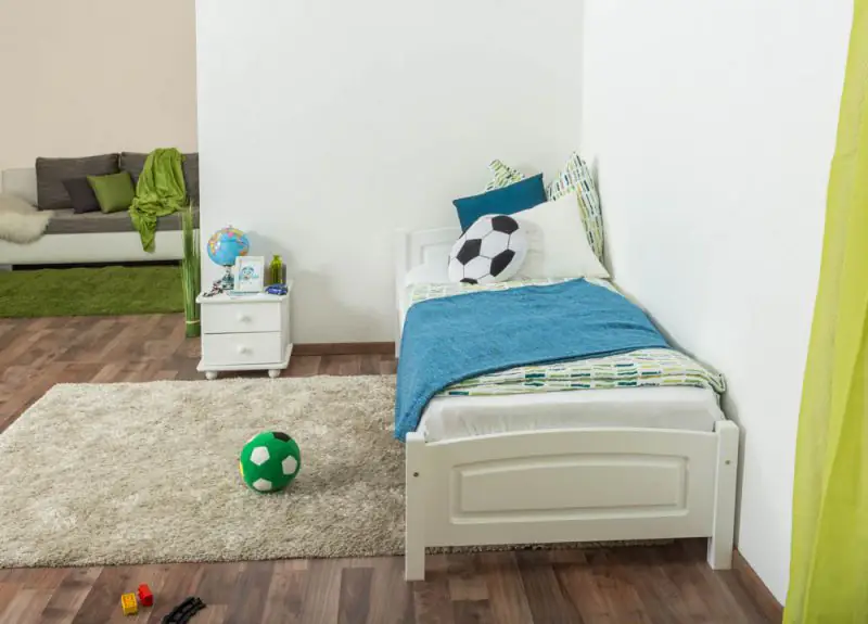 Kid/Youth bed pine solid wood white lacquered 98, incl. Slat grate - Lying area: 80 x 200 cm
