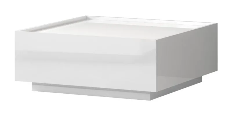 Coffee Table Garim 42 | White High Gloss Finish | 90 x 90 x 36 cm | 2 Drawers | Soft Close