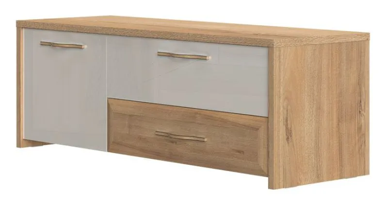 TV Base Cabinet Gataivai 23 | Beige High Gloss & Walnut | 48 x 135 x 46 cm | Modern Storage