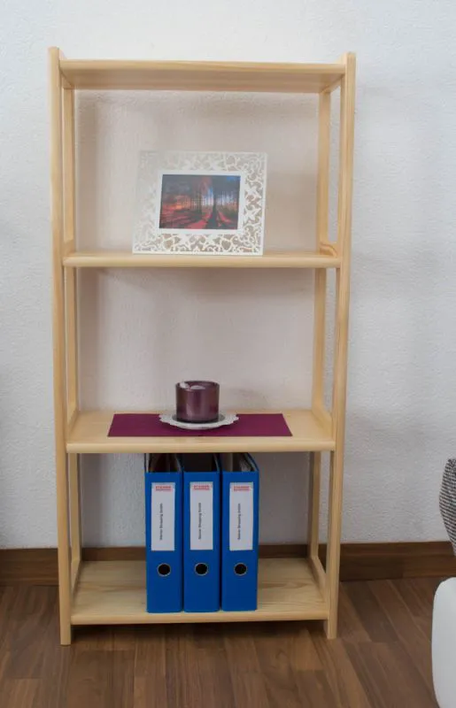 Solid Pine Wood Shelf Junco 56C | Natural Finish | 125 x 60 x 30 cm | Modern Design | 3 Shelves