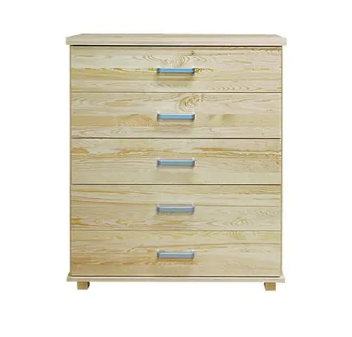 5 Drawer Chest Columba 09, solid pine wood, clearly varnished - H124 x W100 x D50 cm