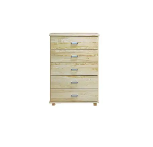5 Drawer Chest Columba 10, solid pine wood, clearly varnished - H124 x W80 x D50 cm