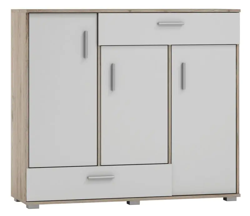 Chest of drawers Kavieng 02, colour: oak / white - Measurements: 110 x 125 x 40 cm (H x W x D)