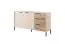 Sideboard with modern design Fouchana 02, color: Beige / Viking oak - Dimensions: 81 x 153 x 39.5 cm (H x W x D), with three drawers