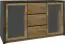 Display case Selun 01, Colour: Oak dark brown / Grey - 80 x 140 x 43 cm (h x w x d)