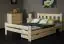 Single bed / Guest bed A26, solid pine wood, clear finish, incl. slatted bed frame - size 140 x 200 cm 