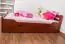 Single "Easy Premium Line" K4 incl. 2 underbed drawers and 1 cover plate, solid beech wood, cherry coloured - 120 x 200 cm