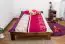 Low foot end bed A8, solid pine wood, nut finish, incl. slatted frame - 120 x 200 cm 
