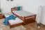 Single bed "Easy Premium Line" K1/2h incl. trundle bed frame and cover plates, solid beech wood, cherry red -  90 x 200 cm 