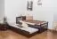 Single bed "Easy Premium Line" K1/2h incl. trundle bed frame and cover plates, solid beech wood, chocolate brown - 90 x 200 cm 
