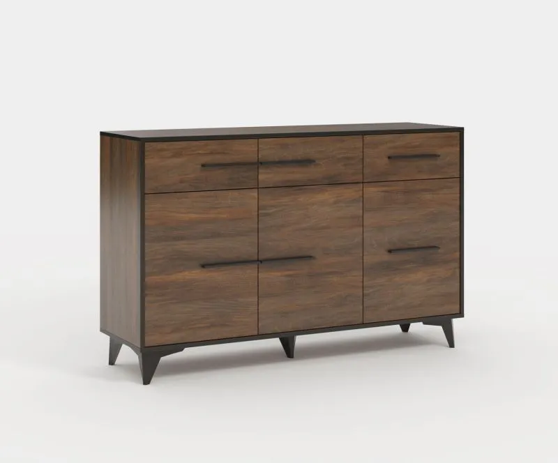 Stylish Chest of Drawers Andromeda 04 | Shirin Walnut | 3 Drawers | 6 Compartments | 85 x 135 x 40 cm