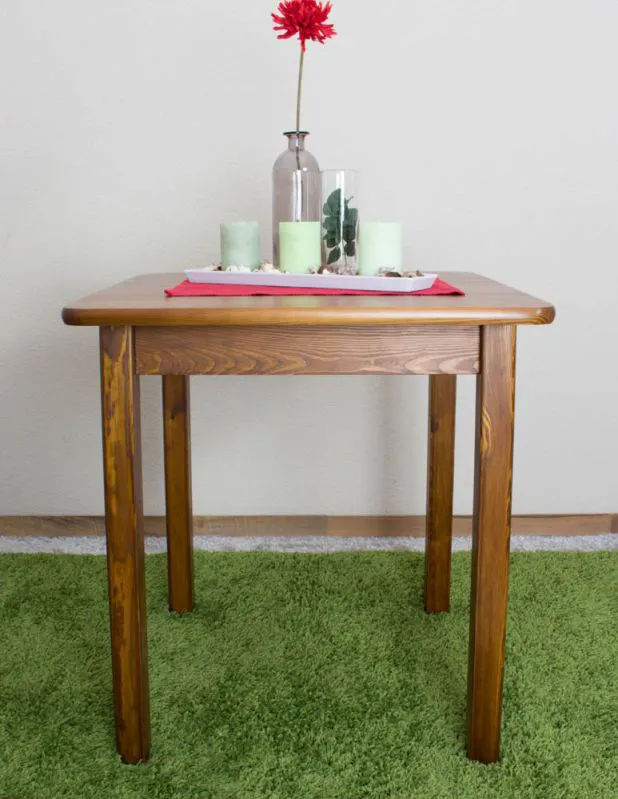 Solid Pine Table | Oak Color | 70 x 70 cm | Rectangular | Sturdy & Modern | Easy Assembly