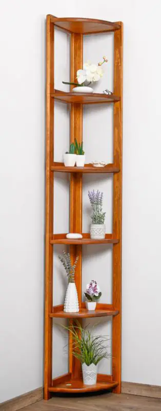 Shelf / Corner shelf solid pine wood, Oak coloured Junco 59 - Measurements: 200 x 40 x 30 cm (H x W x D)