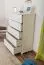 Chest of drawers pine solid wood white lacquered Junco 140 – Dimensions 123 x 80 x 42 cm