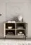 Chest of drawers | small | color: Lindberg oak | 1 glass door with aluminum frame | 4 compartments | incl. LED lighting | push-to-open function | 107 x 40 x 86 cm | legs: metal