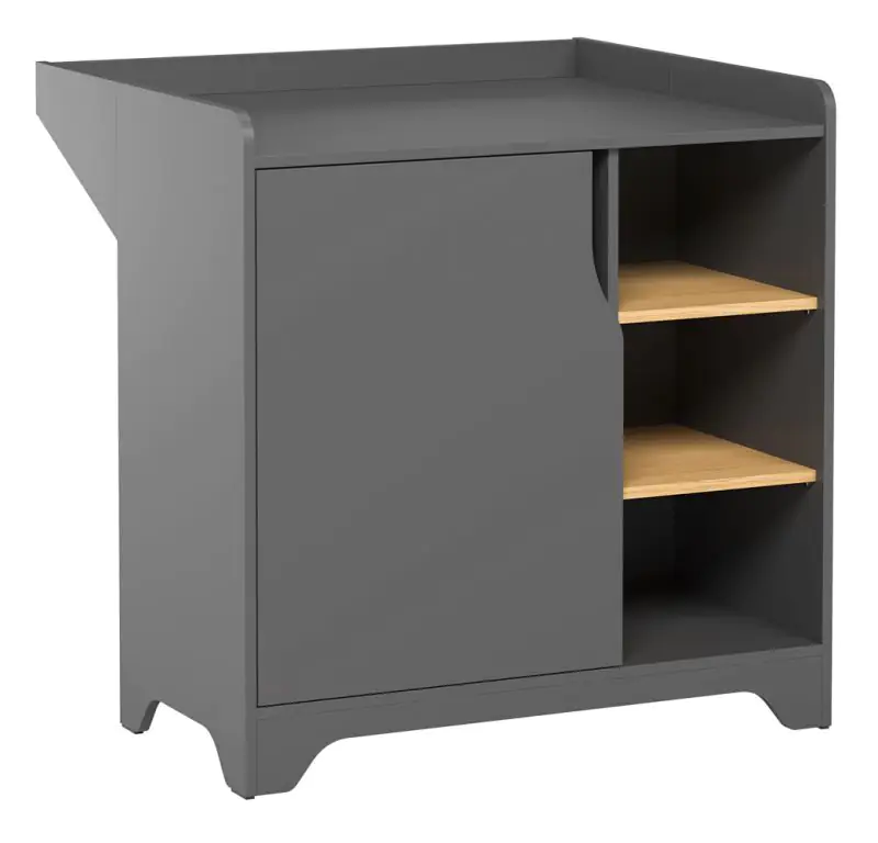 Chest of drawers Majvi 01 incl. changing unit, Colour: Grey / Oak - Measurements: 90 x 89 x 76 cm (H x W x D)