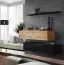 Set of 2 TV Base Units with Push-to-Open | Balestrand 350 | Black/Oak Wotan | 110 x 130 x 30 cm | Wall Shelf Included