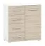 Chest of Drawers | 96 x 90 x 45 cm | Oak & White | Comarca 04 | 1 Door | 4 Drawers | Sleek Two-Tone Design