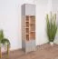Cabinet, shelf unit with 7 open compartments, youth room cabinet, 195 x 45 x 40 cm, oak / gray, 1 door and 2 drawers, ABS edges