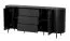 Spacious Sideboard with 3 Drawers | Black Finish | Black Gold Metal Handles | 81 x 190 x 40 cm | Soft Close