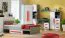 Children's room - Sliding door wardrobe / Wardrobe Olaf 13, Colour: Anthracite / White / Red, partial solid wood - 191 x 120 x 60 cm (h x w x d)