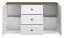 Chest of drawers Oulainen 06, Colour: White / Oak - Measurements: 86 x 150 x 40 cm (H x W x D), with 2 doors, 3 drawers and 4 compartments.