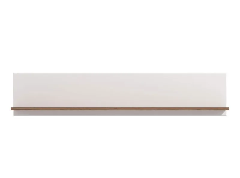 Modern Wall Shelf Kanjiza 04 | Oak Flagstaff & White High Gloss | 24 x 120 x 19.5 cm | Living Room Storage