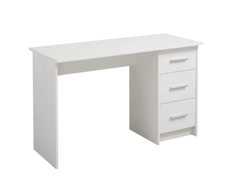 Powar 02 Desk White | 3 Drawers | Grey Handles | 74.5 x 121 x 50 cm | ABS Edge Protection | Modern Office Design