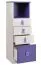 Children's room - Chest of drawers Luis 24, Colour: Oak White / Purple - 127 x 40 x 42 cm (H x W x D)