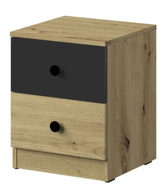 Sirte 09 Desk Cabinet | Oak, White & Black Matt | 50 x 40 x 40 cm | Modern Storage Solution
