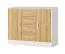 Chest of Drawers in Oak / White | 120 x 40 x 95 cm | 2 doors | 4 drawers | 4 shelves | 6 compartments | white metal handles | Nalut 03