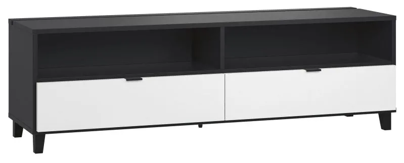 TV Base Cabinet Vacas 37 | Black / White | 56 x 180 x 47 cm | Soft Touch Finish | Modern Design