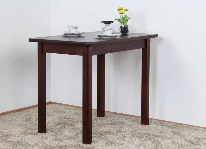 Solid Pine Table Walnut Finish Junco 227A | Angular Design | 90 x 60 cm | Space-Saving & Sturdy