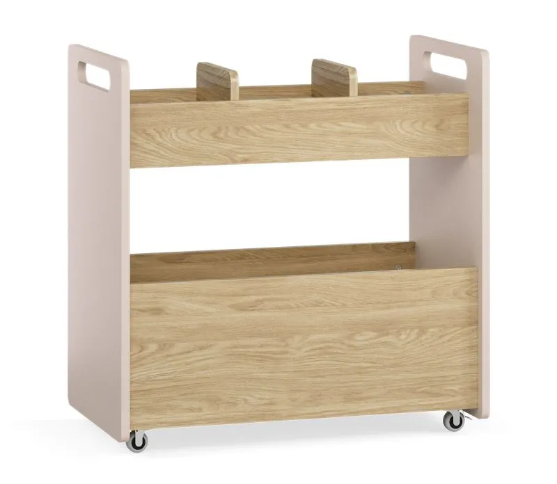 Children's Trolley Oak/Beige | 4 Castors | 4 Compartments | 70 x 40 x 71 cm | With Pencil Organizer