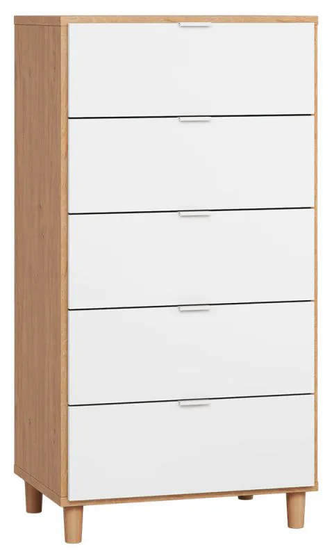 Chest of drawers Arbolita 09, Colour: Oak / White - Measurements: 122 x 63 x 47 cm (H x W x D)